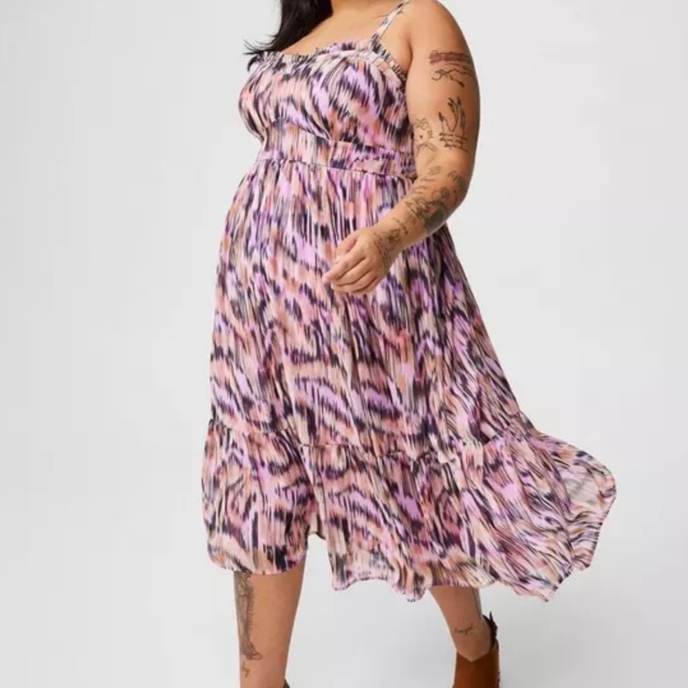 Torrid 4X Midi Chiffon Sleveless Tiered Dress